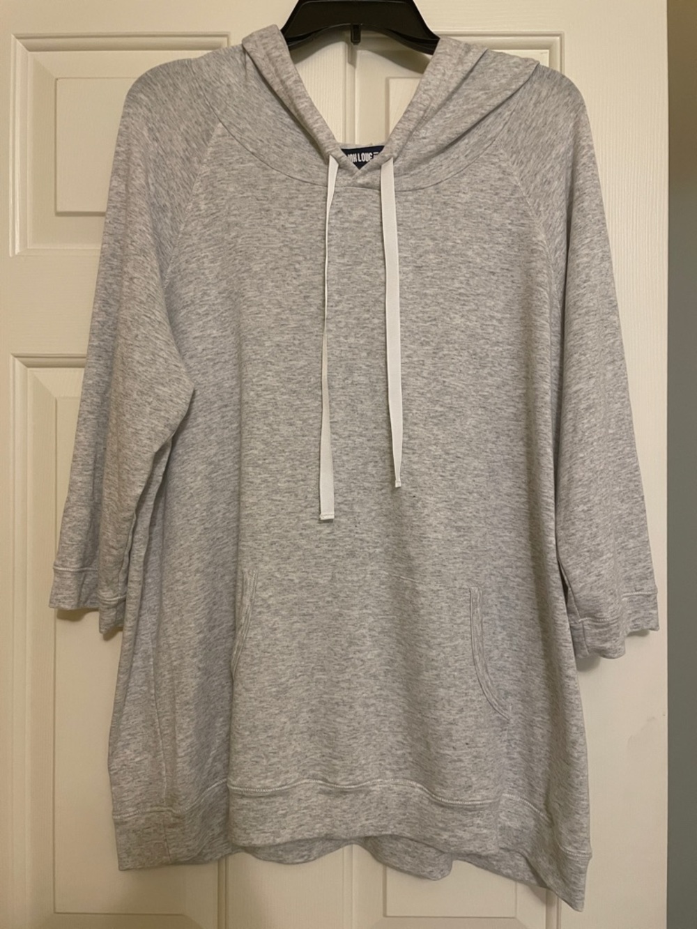 Women's Light Gray Hooded Pullover with Front Pocket